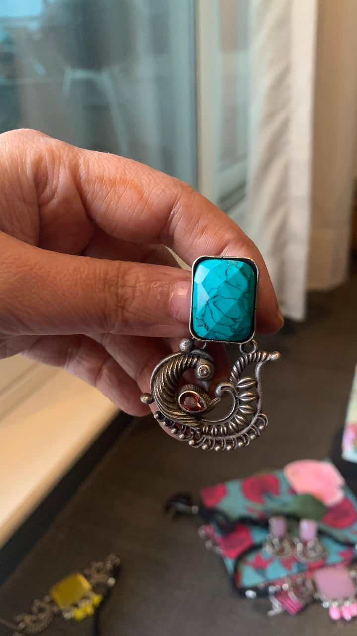 Vintage Stones Choker with Statement Earrings - SHIVKA