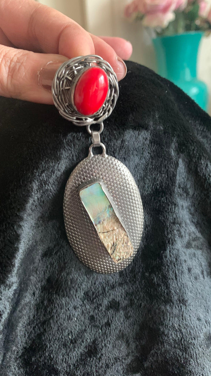 Statement Coral Rhodium Danglers - SHIVKA