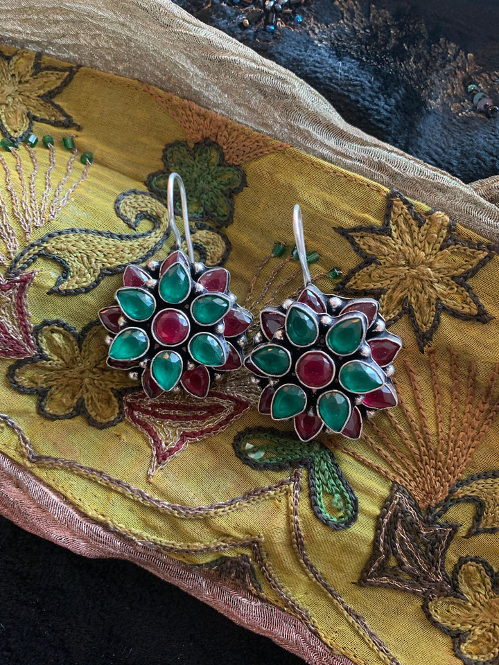 Multicoloured Double Layered Stone Earrings - SHIVKA