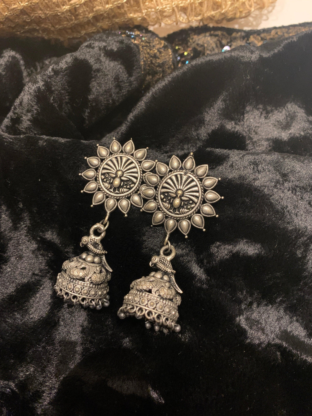 Floral Peacock Jhumkis - SHIVKA