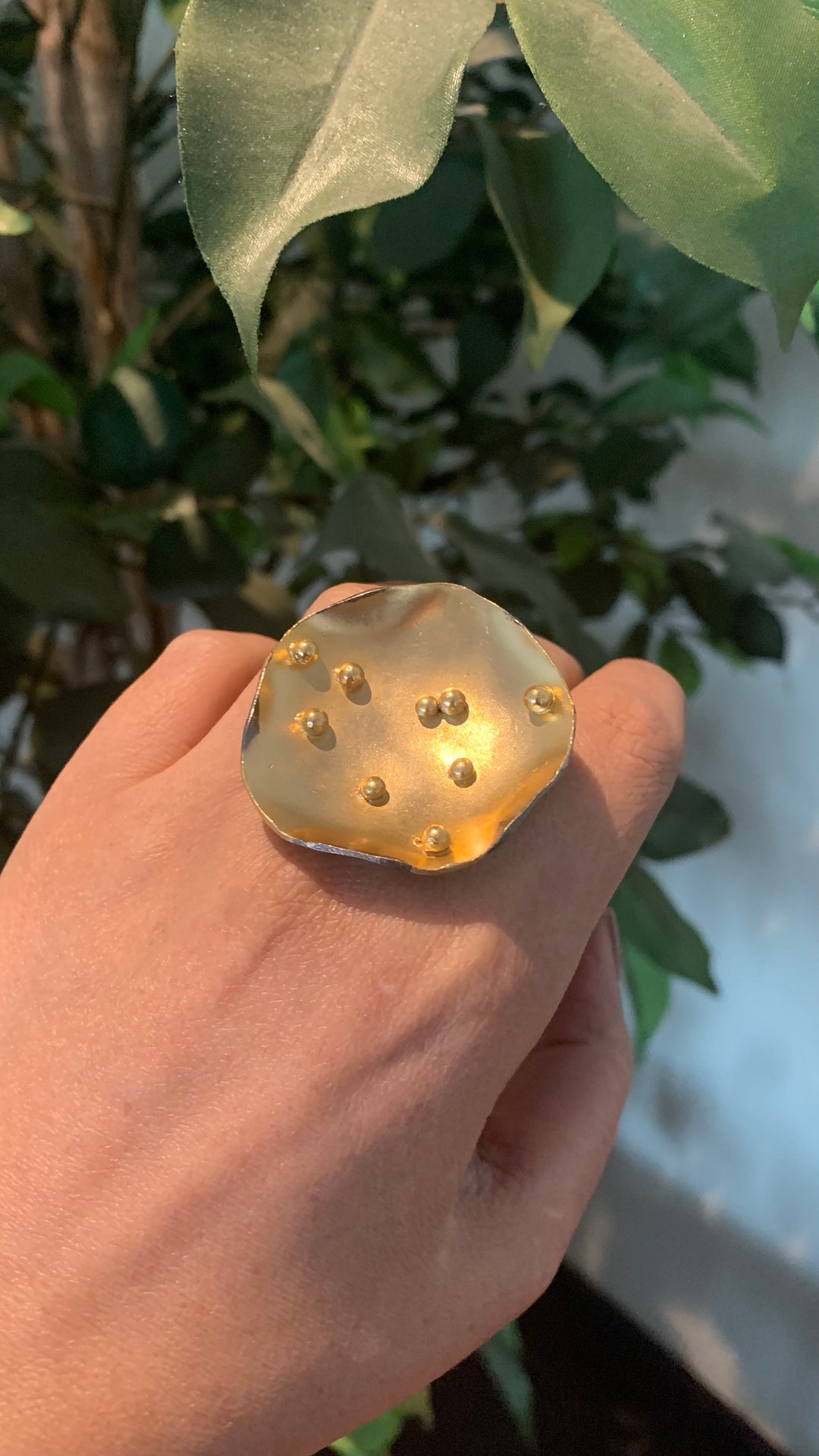 Dual Tone Lotus Leaf Ring