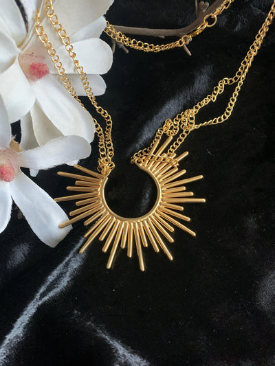 Spiked Pendant Double Chain Necklace - SHIVKA