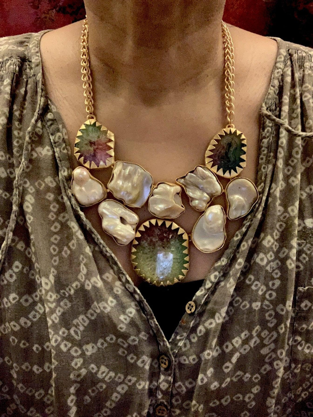 Statement Baroque Pearl Necklace - SHIVKA