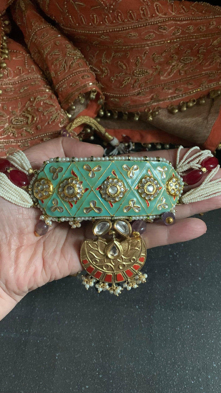 Scintillating Pearls Choker with Studs - SHIVKA