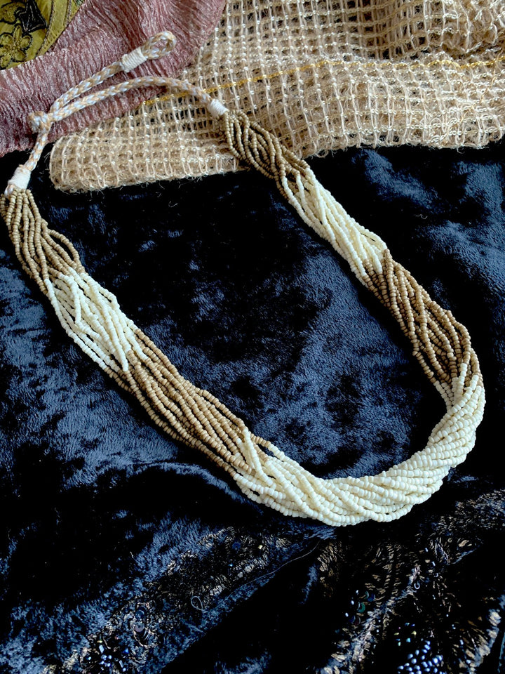 Beige and Cream Beaded Necklace