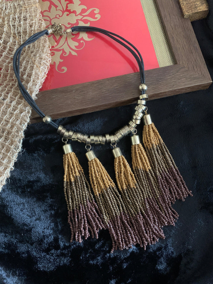 Tasseled Beaded Necklace - SHIVKA
