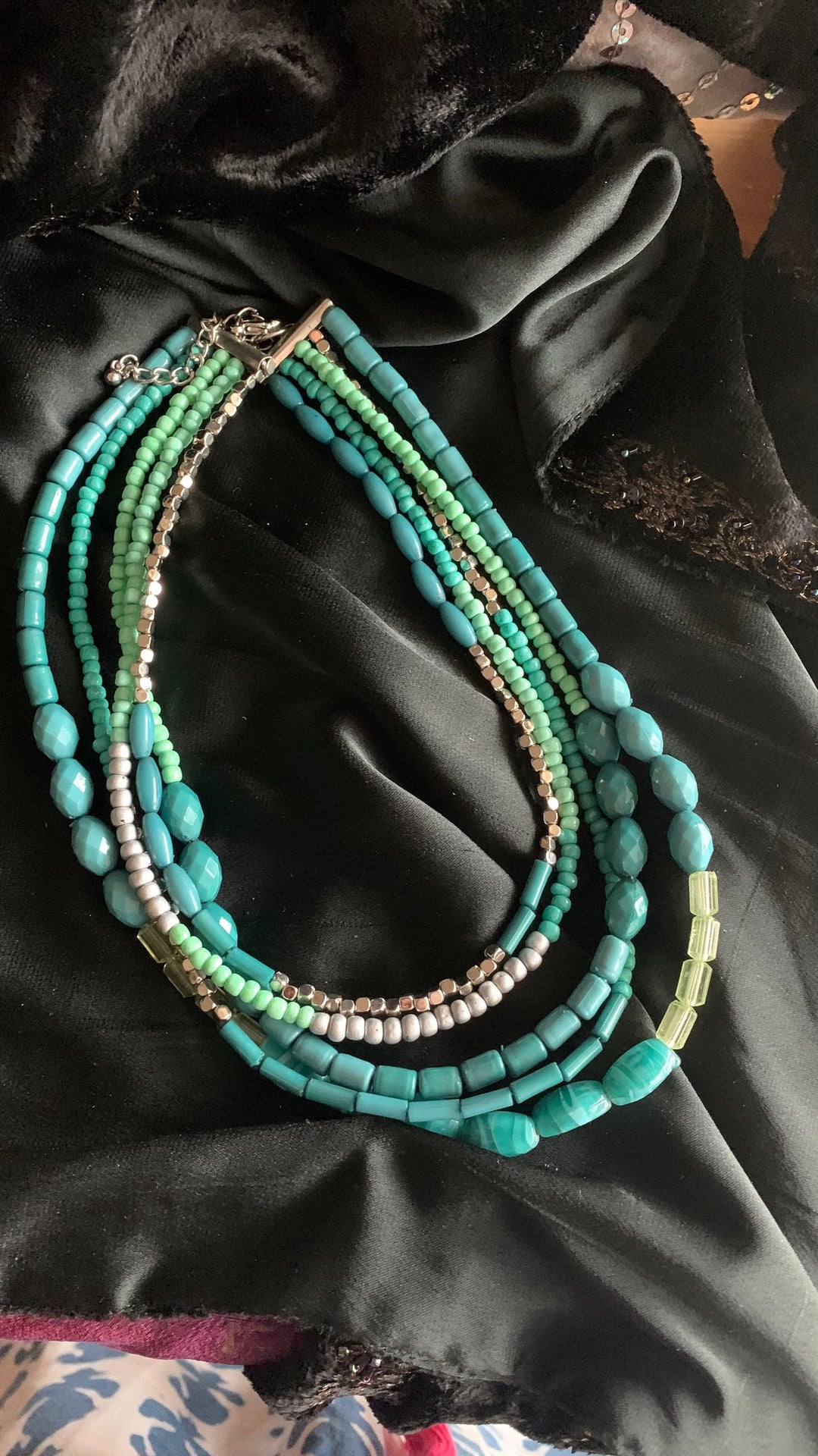 Turquoise Green Statement Beaded Necklace - SHIVKA