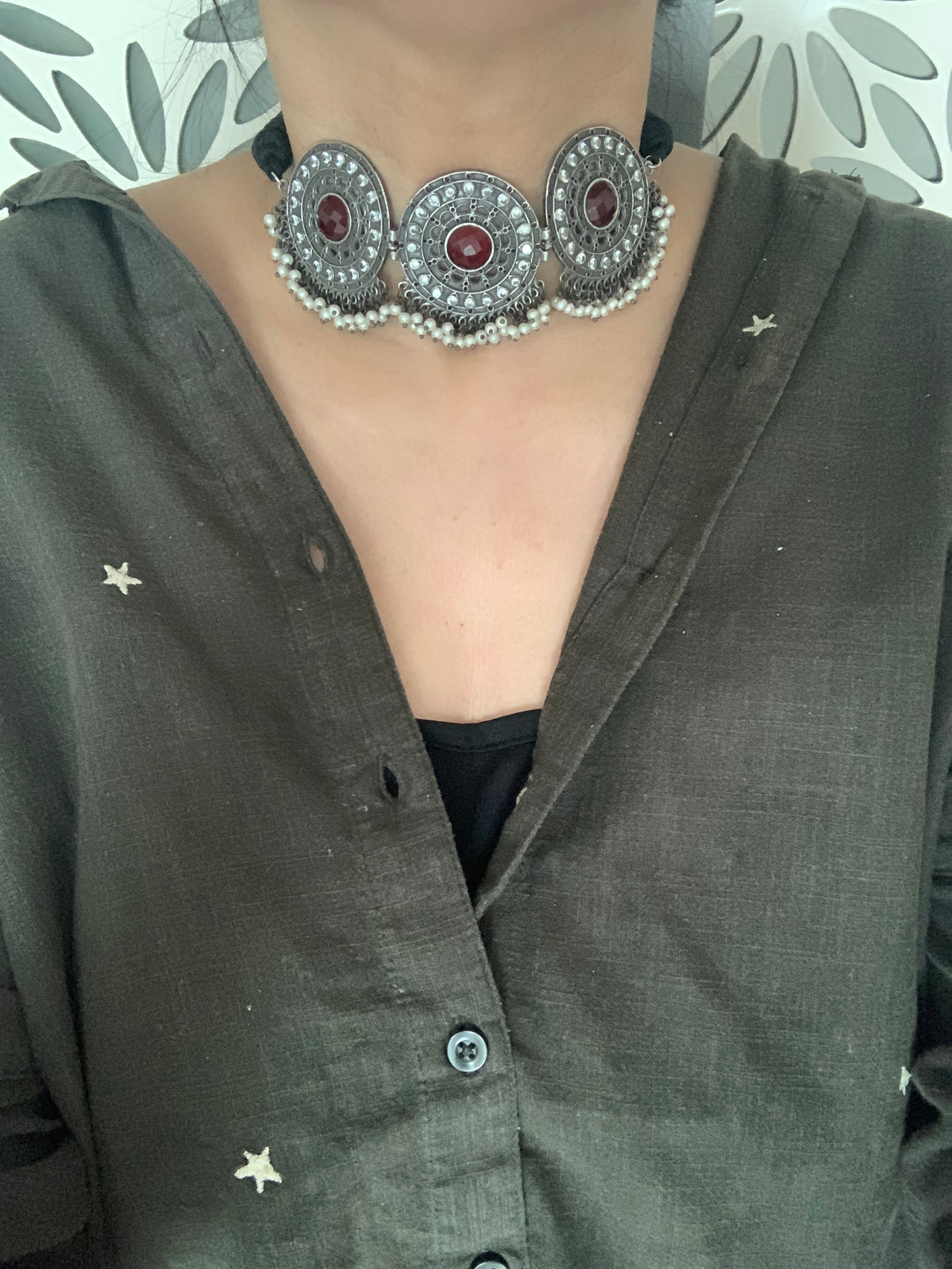 Antique Choker with Oversized Studs