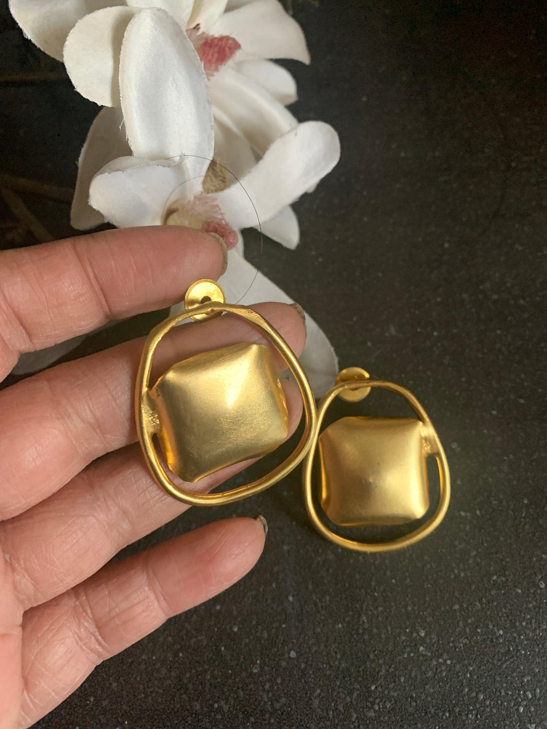 Statement Gold Tone Studs - SHIVKA