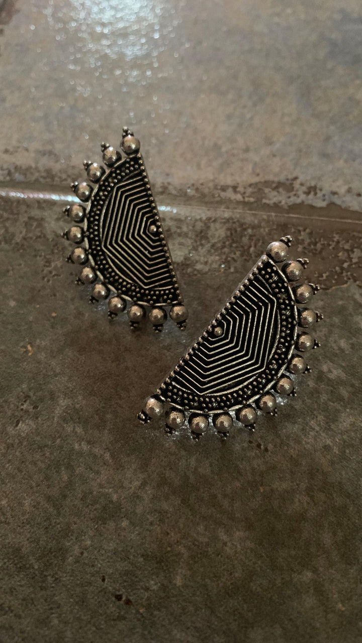 Semi Circle Crescent Stud Earrings - SHIVKA