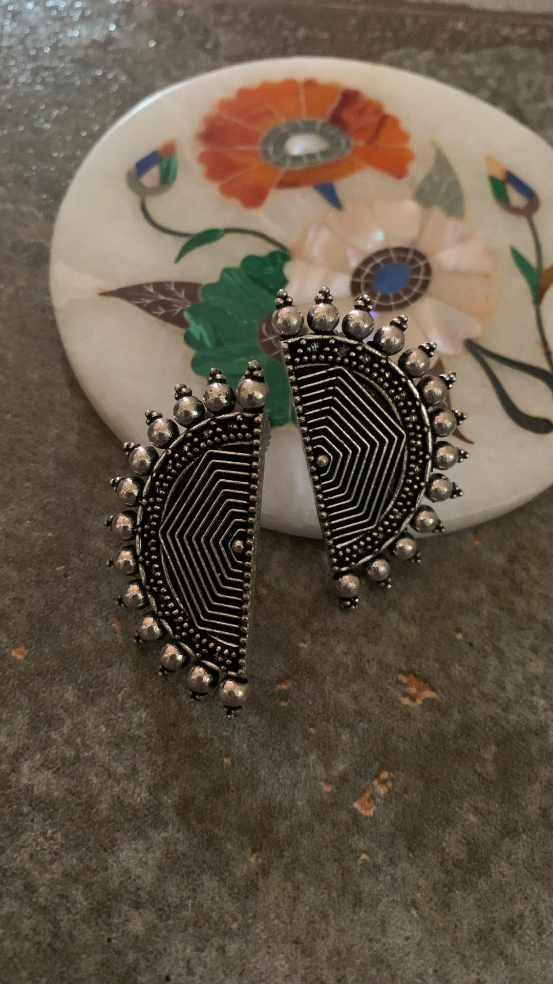 Semi Circle Crescent Stud Earrings - SHIVKA