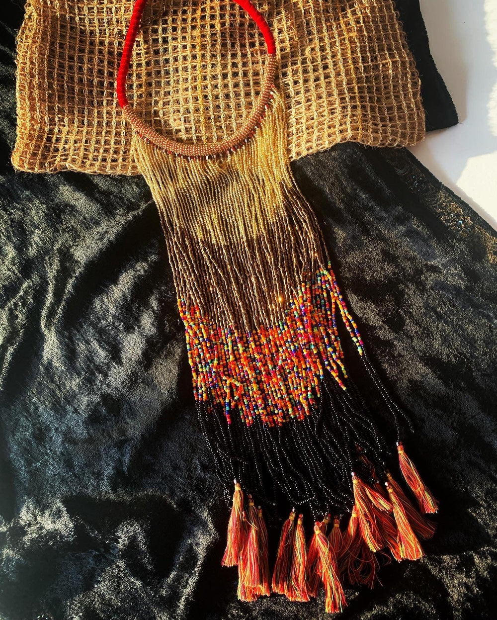 Scintillating Tasseled Beaded Necklace - SHIVKA