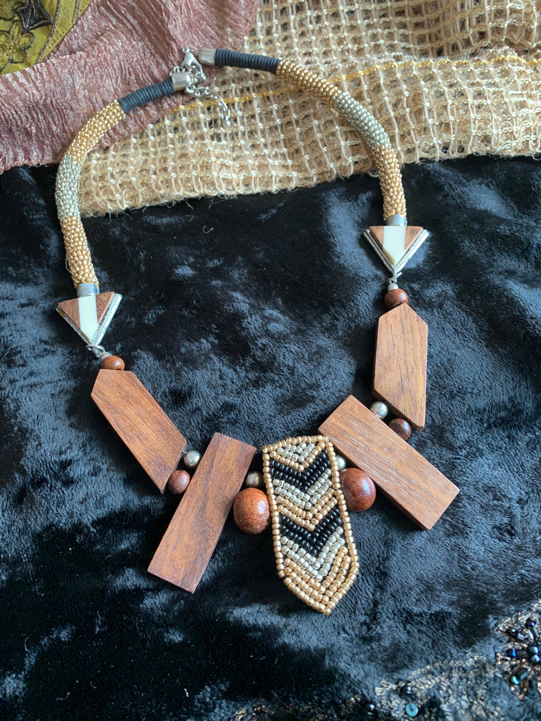 Fusion Wooden Blocks Necklace - SHIVKA