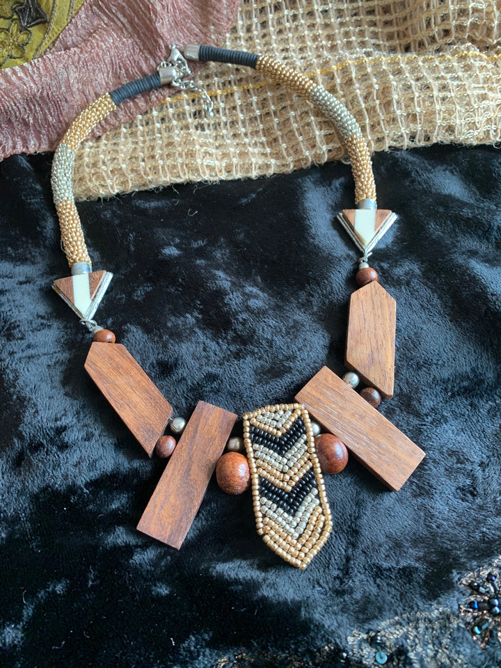 Fusion Wooden Blocks Necklace - SHIVKA