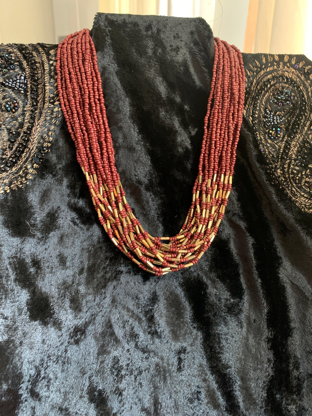 Maroon Gold necklace - SHIVKA