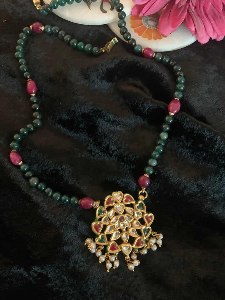 Vintage Jadau Pendant Necklace with Earrings - SHIVKA