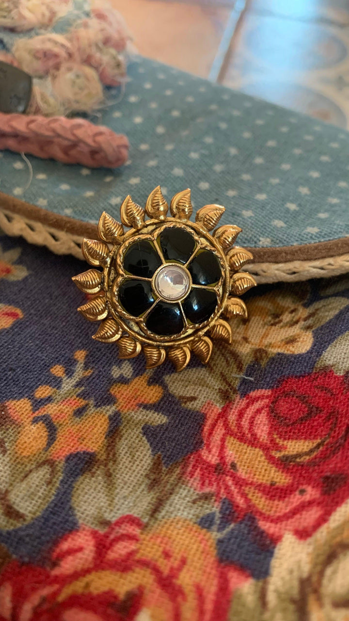 Statement Pure 925 Silver Kundan Ring - SHIVKA