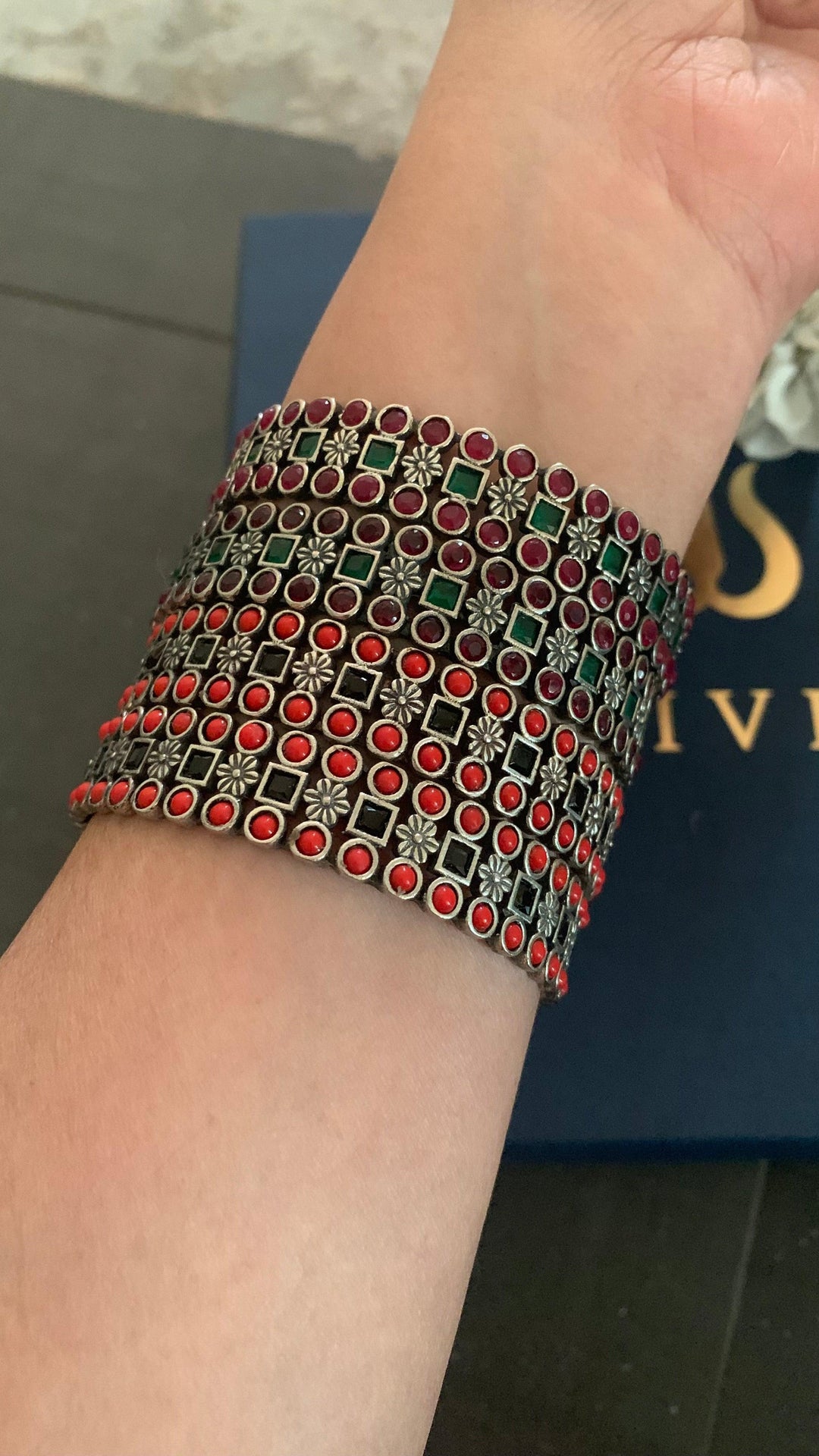 Statement Stone Bangles- Set of Two - SHIVKA