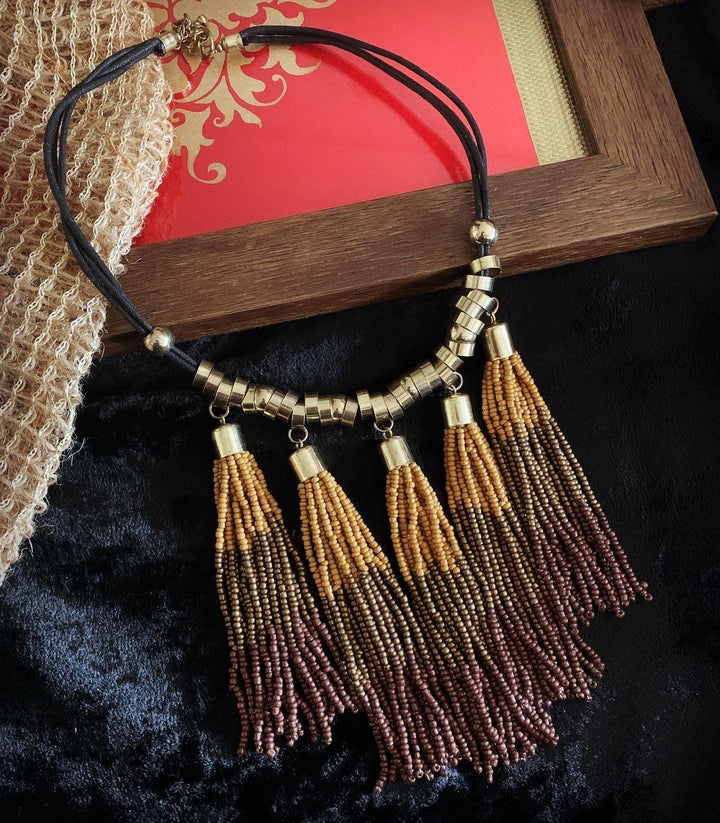 Tasseled Beaded Necklace - SHIVKA