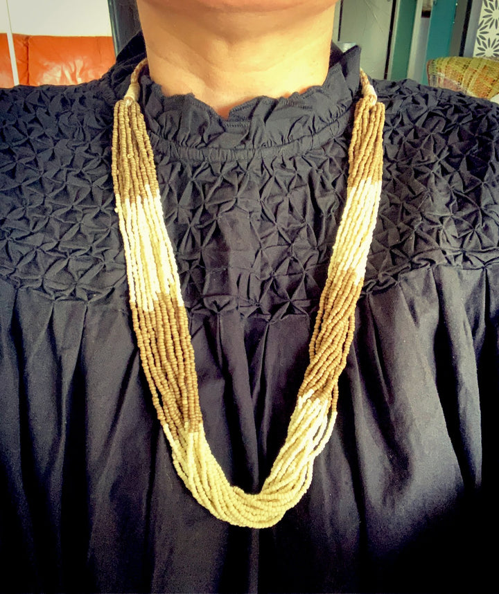 Beige and Cream Beaded Necklace