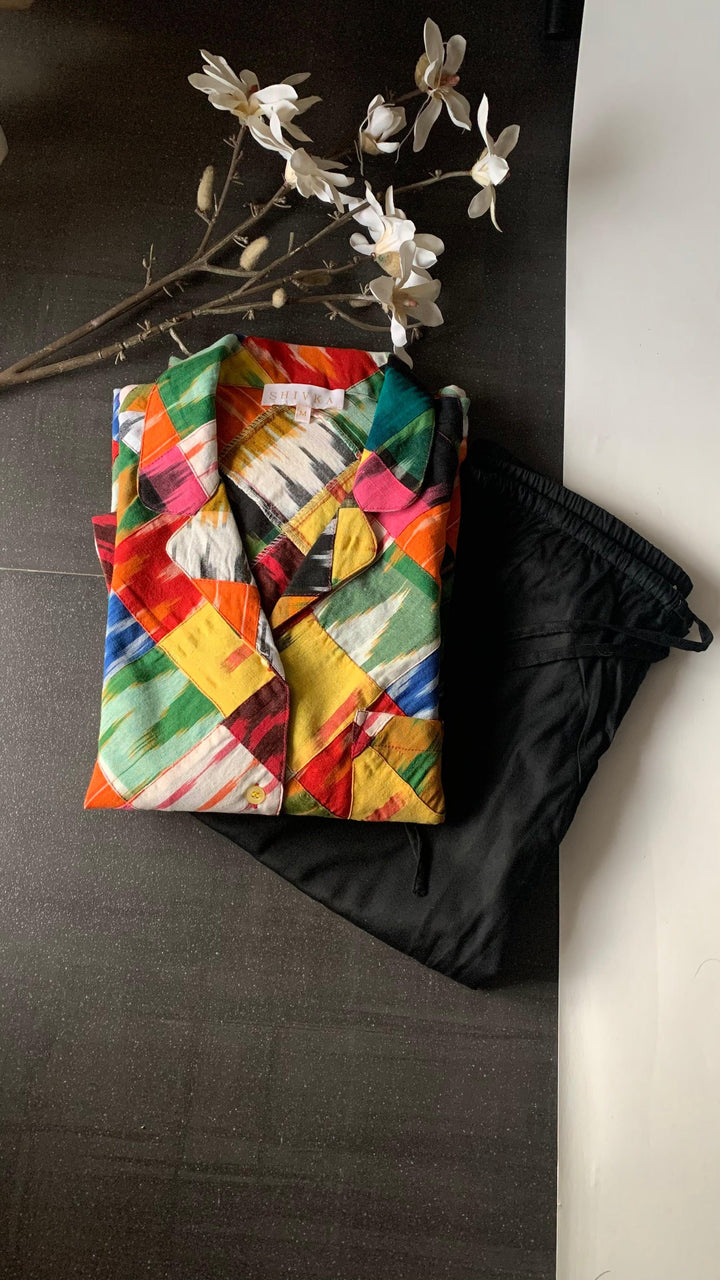 Stylish Patchwork Night Suit - SHIVKA