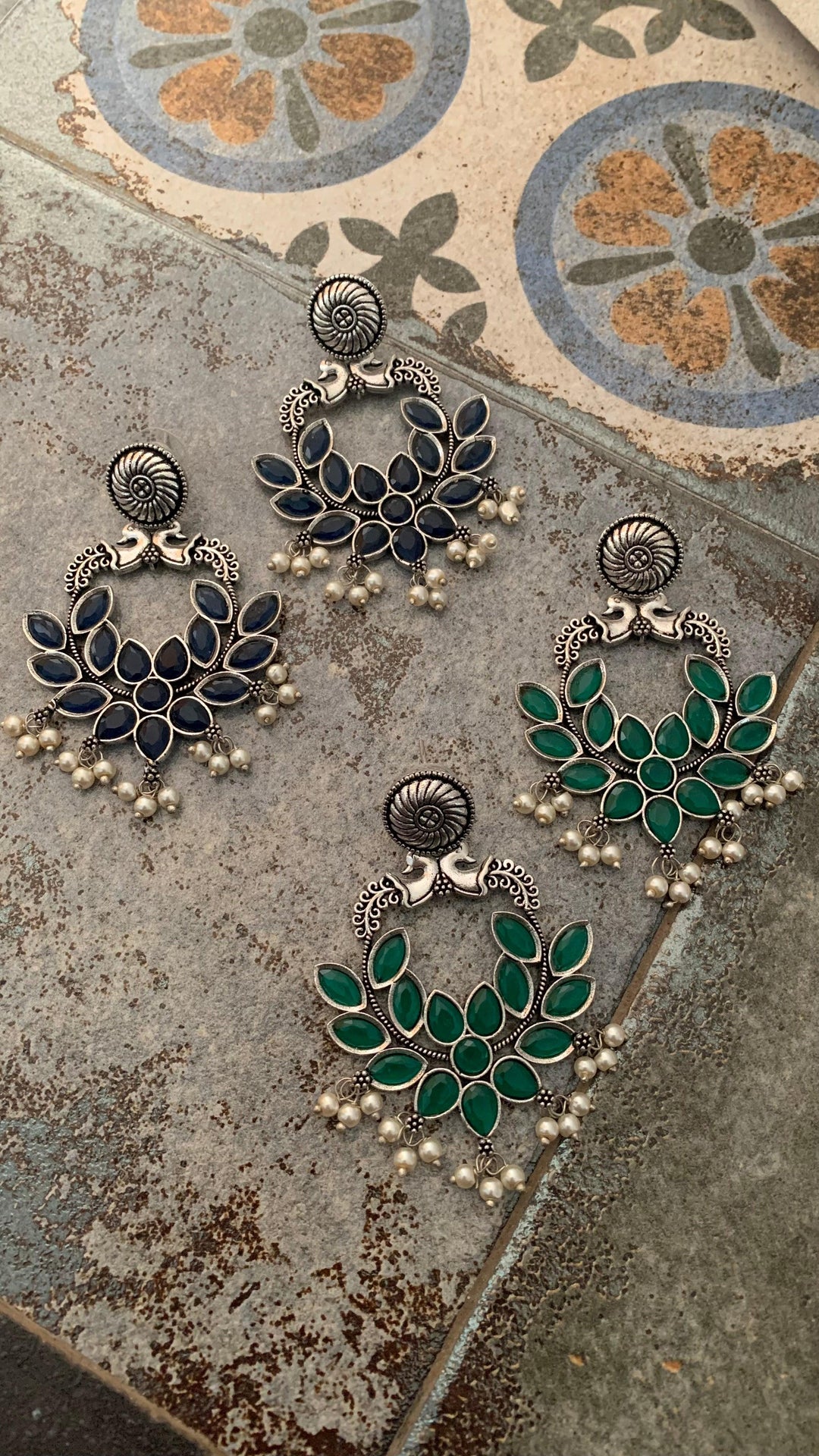 Statement Stone Danglers - SHIVKA