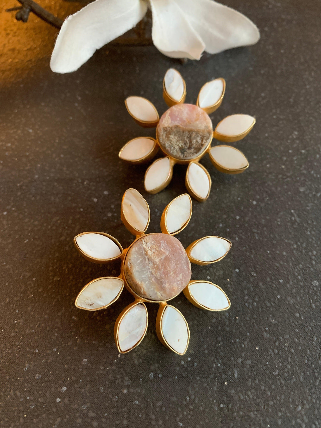 White Floral Studs - SHIVKA