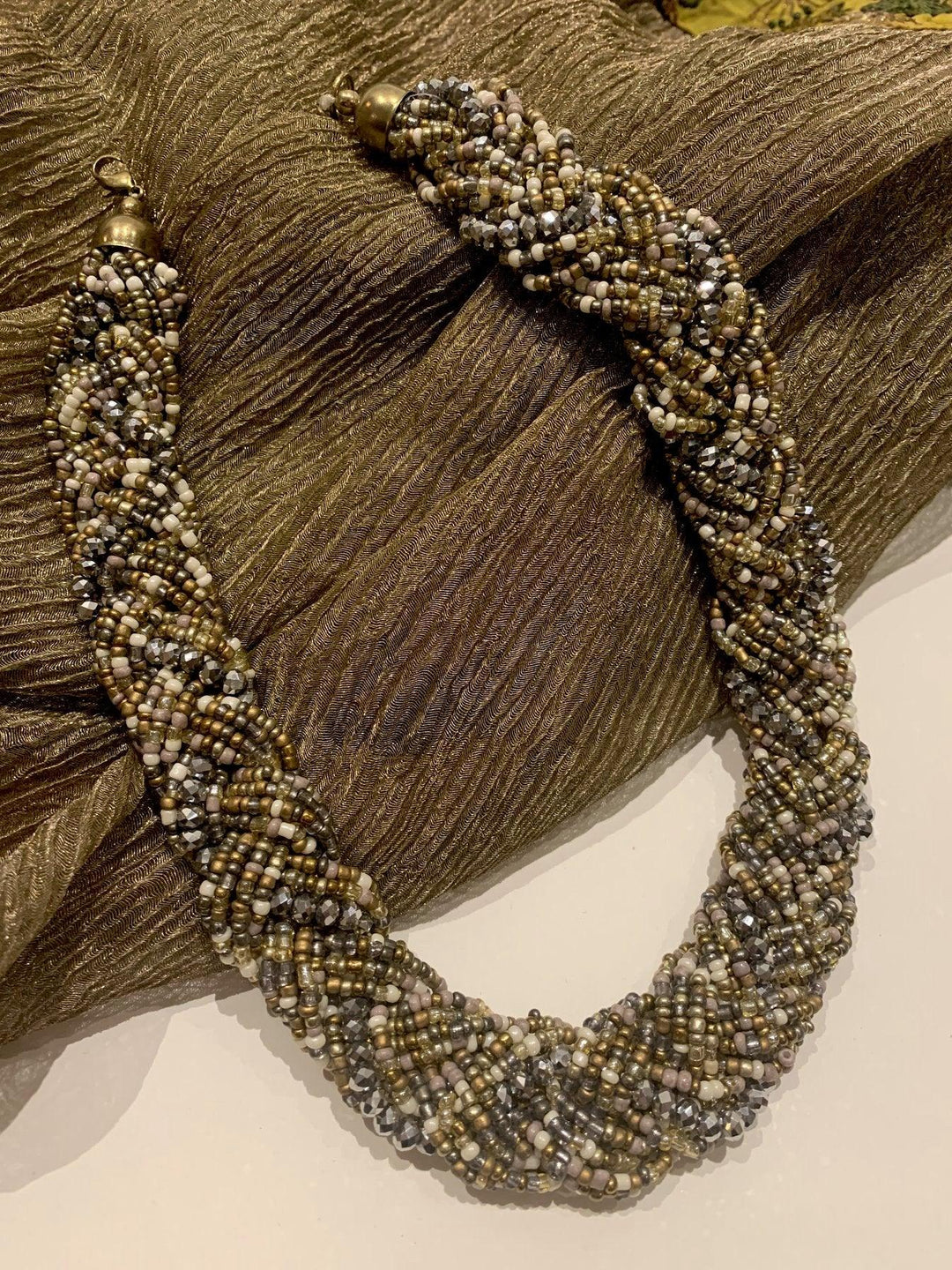 Statement Beaded Necklace with Statement Studs - SHIVKA