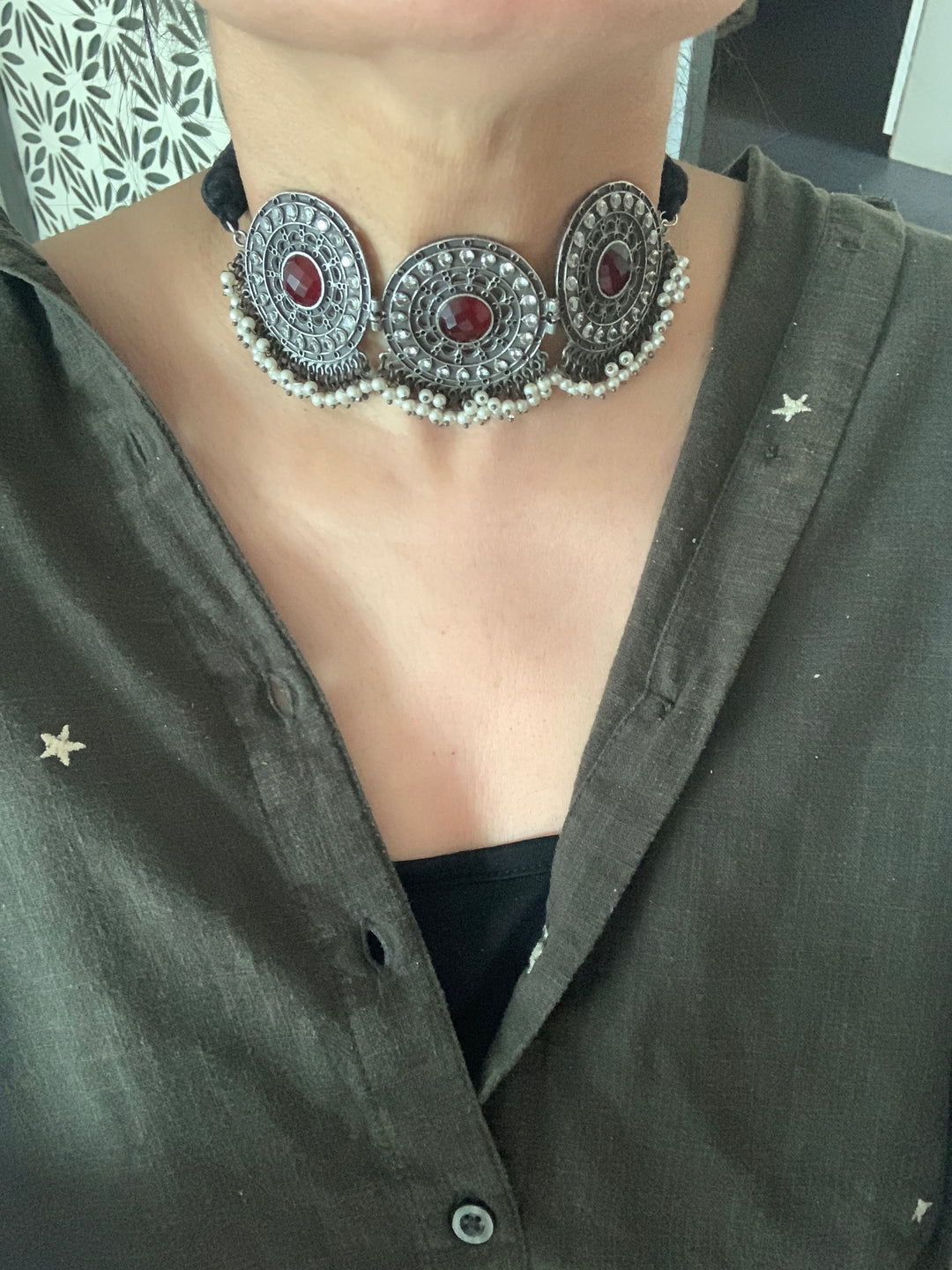 Antique Choker with Oversized Studs