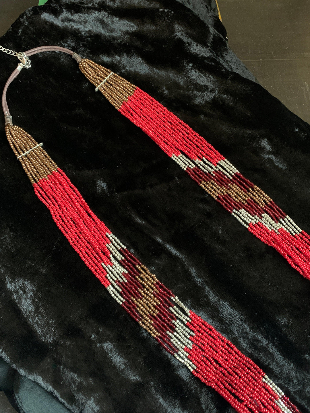 Red Beaded Long Necklace - SHIVKA