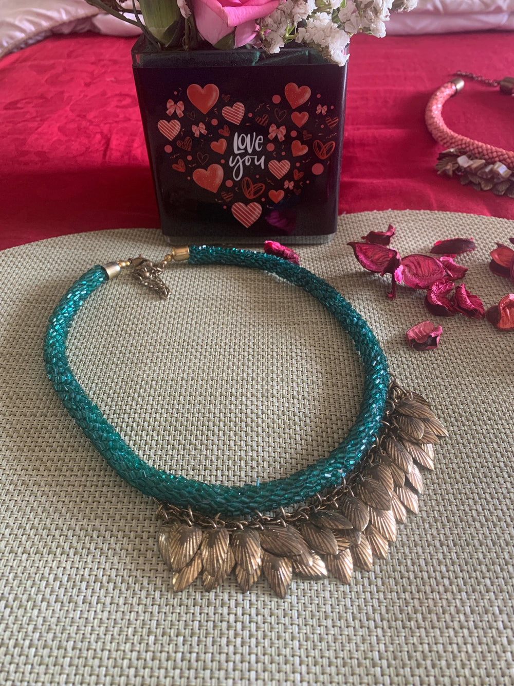 Tasseled Blue Necklace with Earrings - SHIVKA