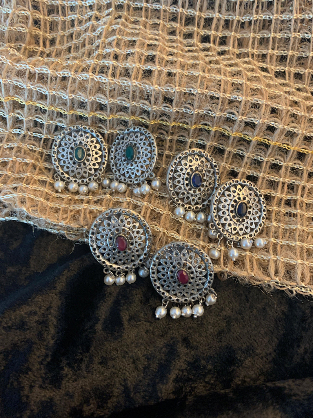 Pearl Drop Mesh Earrings - SHIVKA