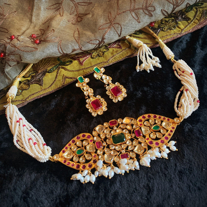 Royal Jadau Choker with Earrings - SHIVKA