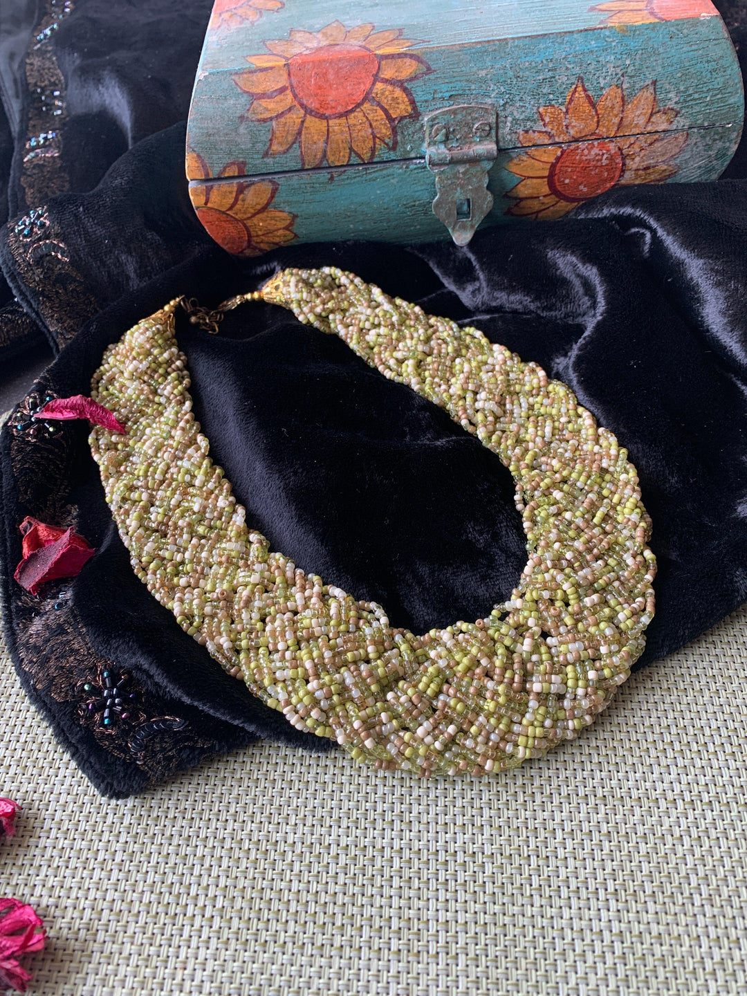 Pastel Green Beaded Necklace - SHIVKA