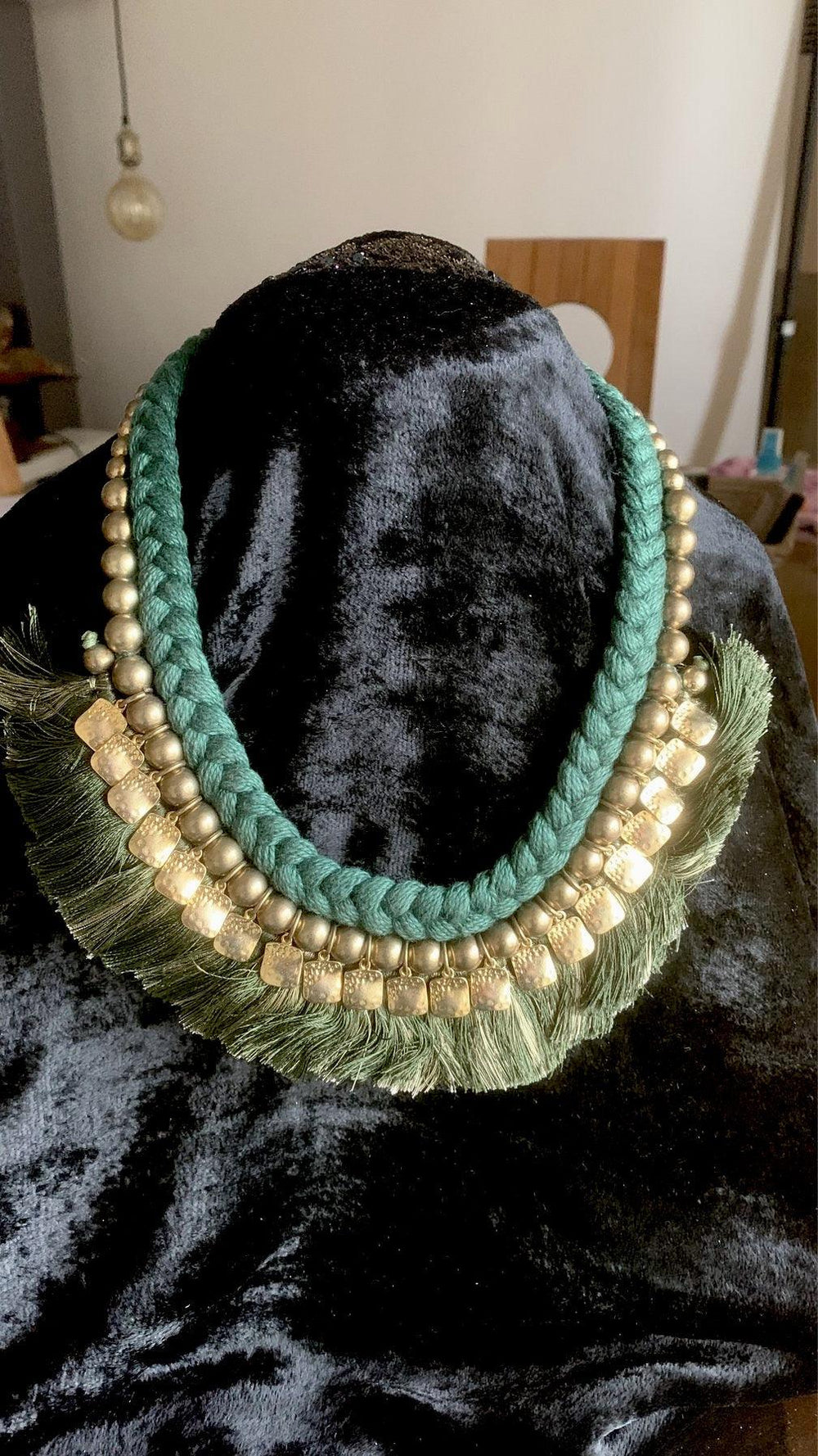 Gold Beads and Pendants Tribal Necklace - SHIVKA