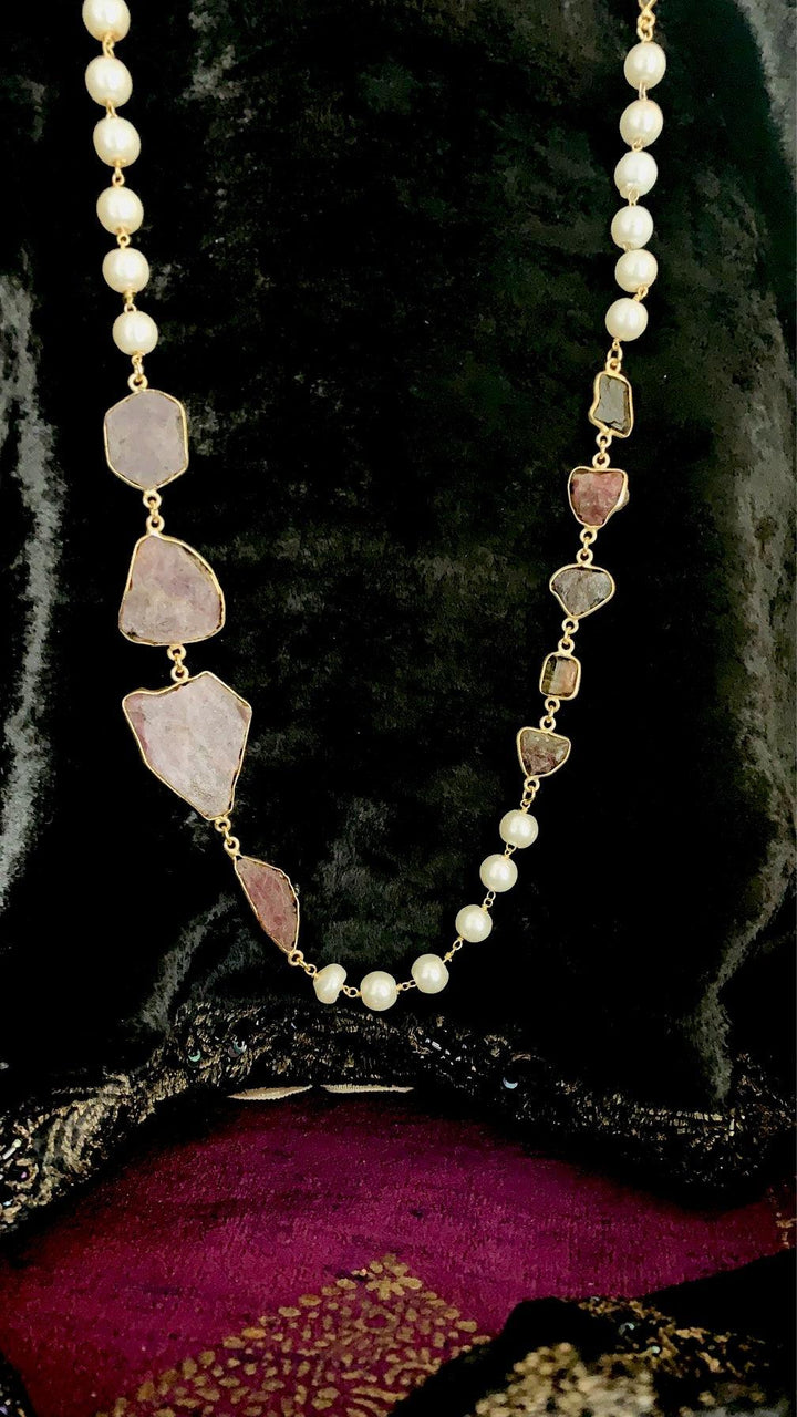 Multi Natural Gemstones and Pearls Long Mala - SHIVKA