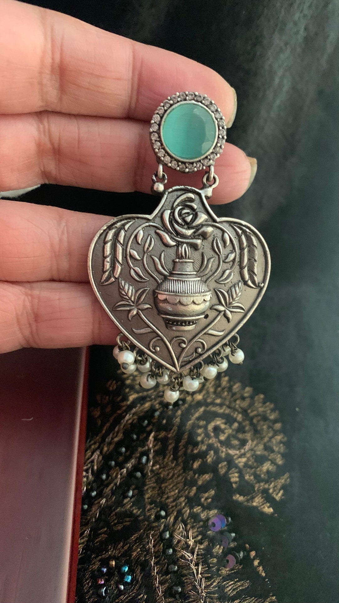 Vintage Stones and Pearls Earrings - SHIVKA