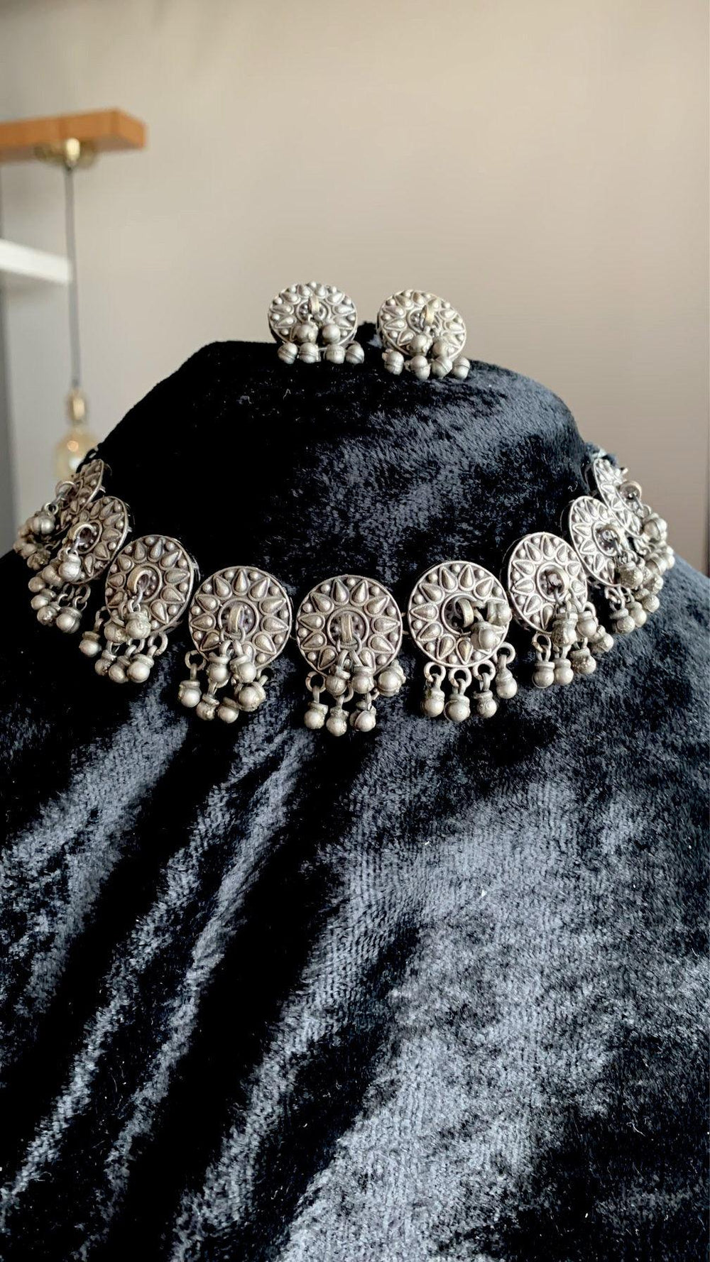 Vintage Ghungroo Necklace with Earrings - SHIVKA