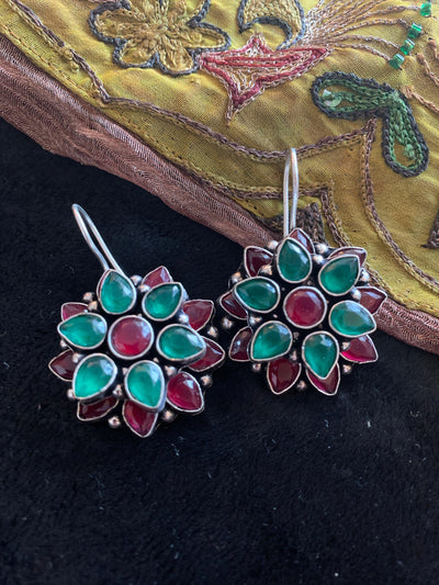 Multicoloured Double Layered Stone Earrings - SHIVKA