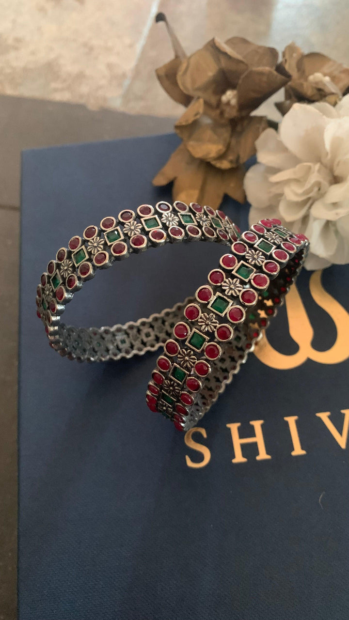 Statement Stone Bangles- Set of Two - SHIVKA