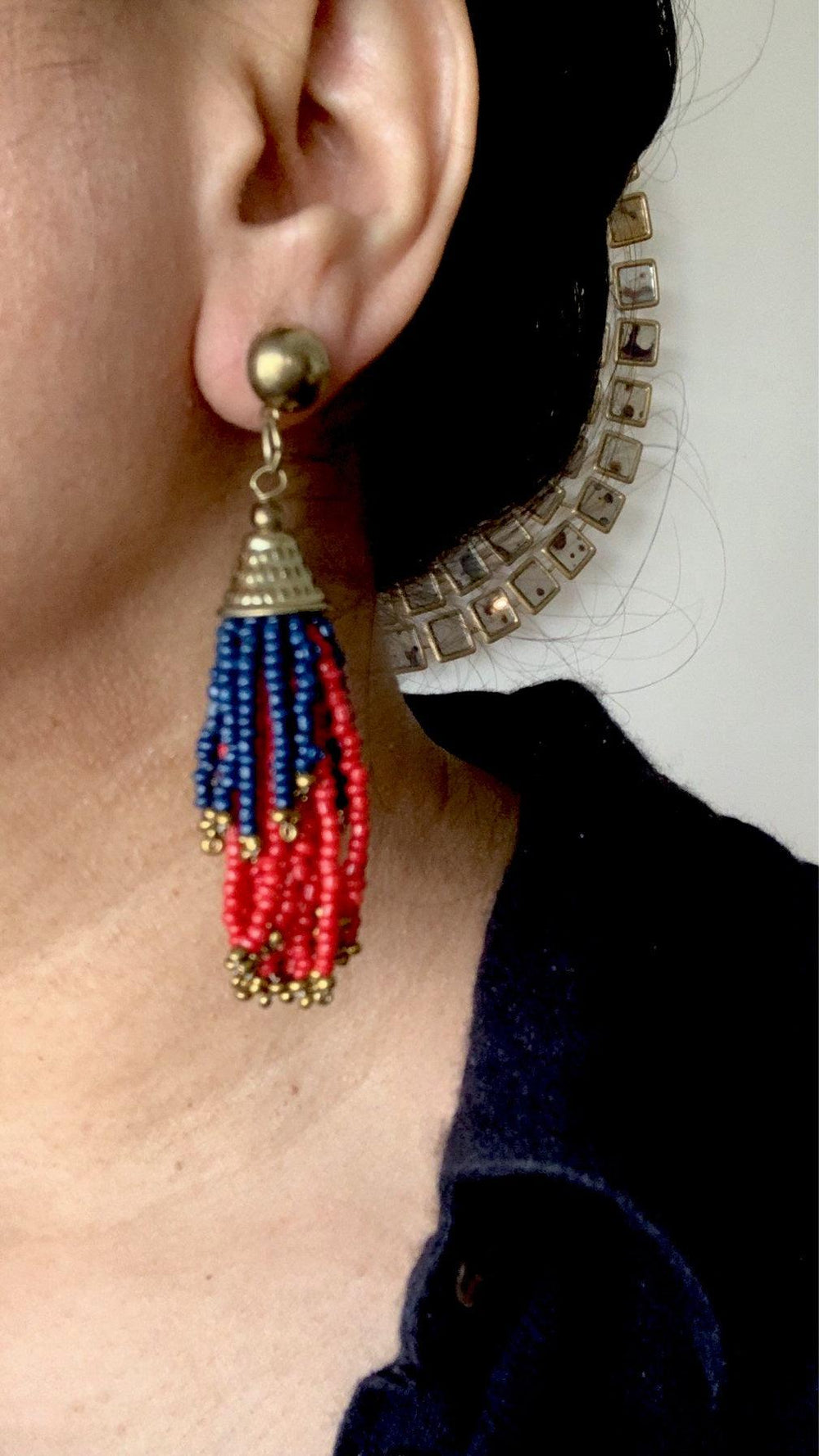 Stylish Red and Blue Danglers - SHIVKA