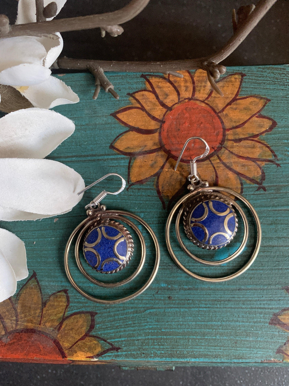 Spiral Lapis Blue Danglers - SHIVKA