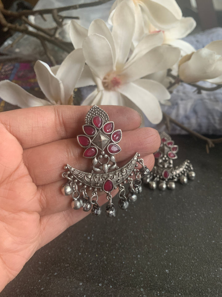 Crescent Antique Ghungroo Stud Earrings