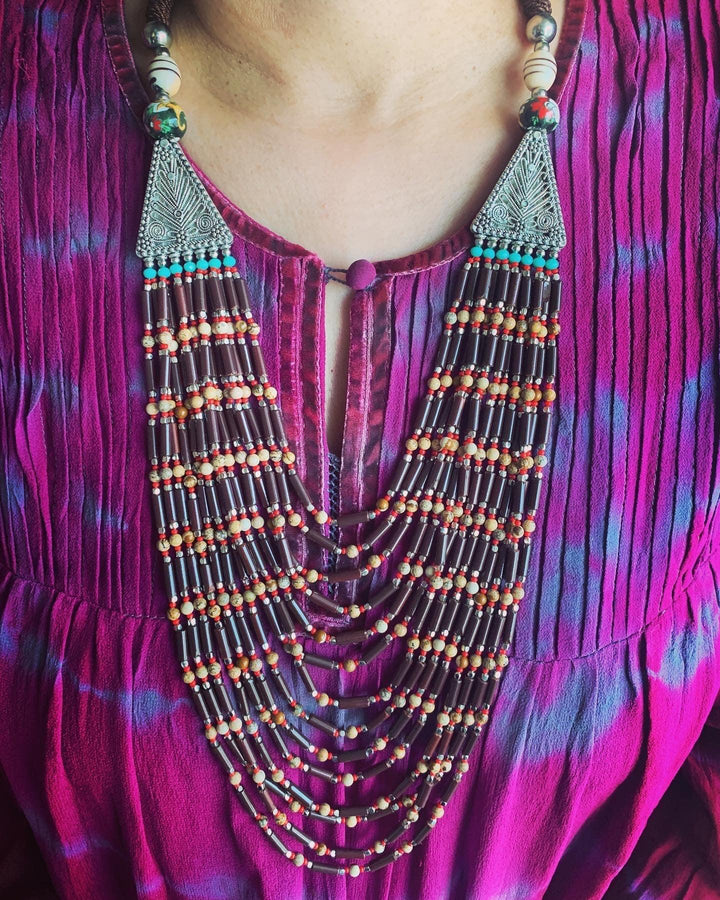Fourteen Layered Tribal Beaded Necklace - SHIVKA