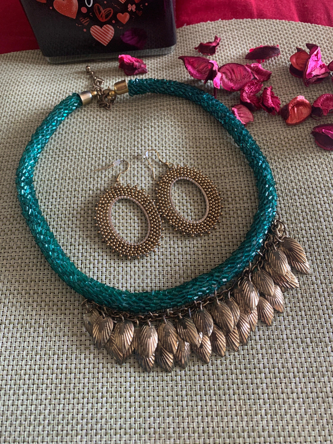 Tasseled Blue Necklace with Earrings - SHIVKA