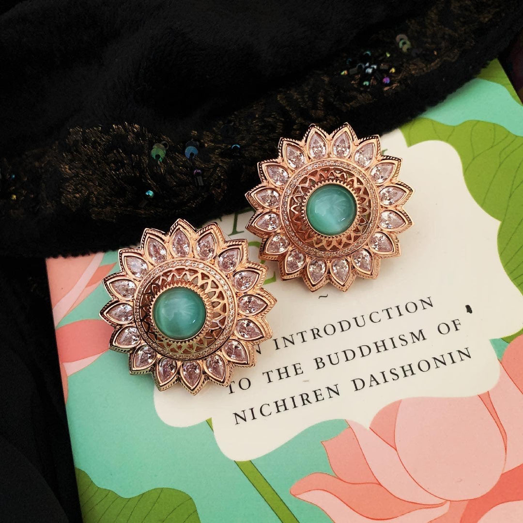 Sea Green Statement Studs - SHIVKA