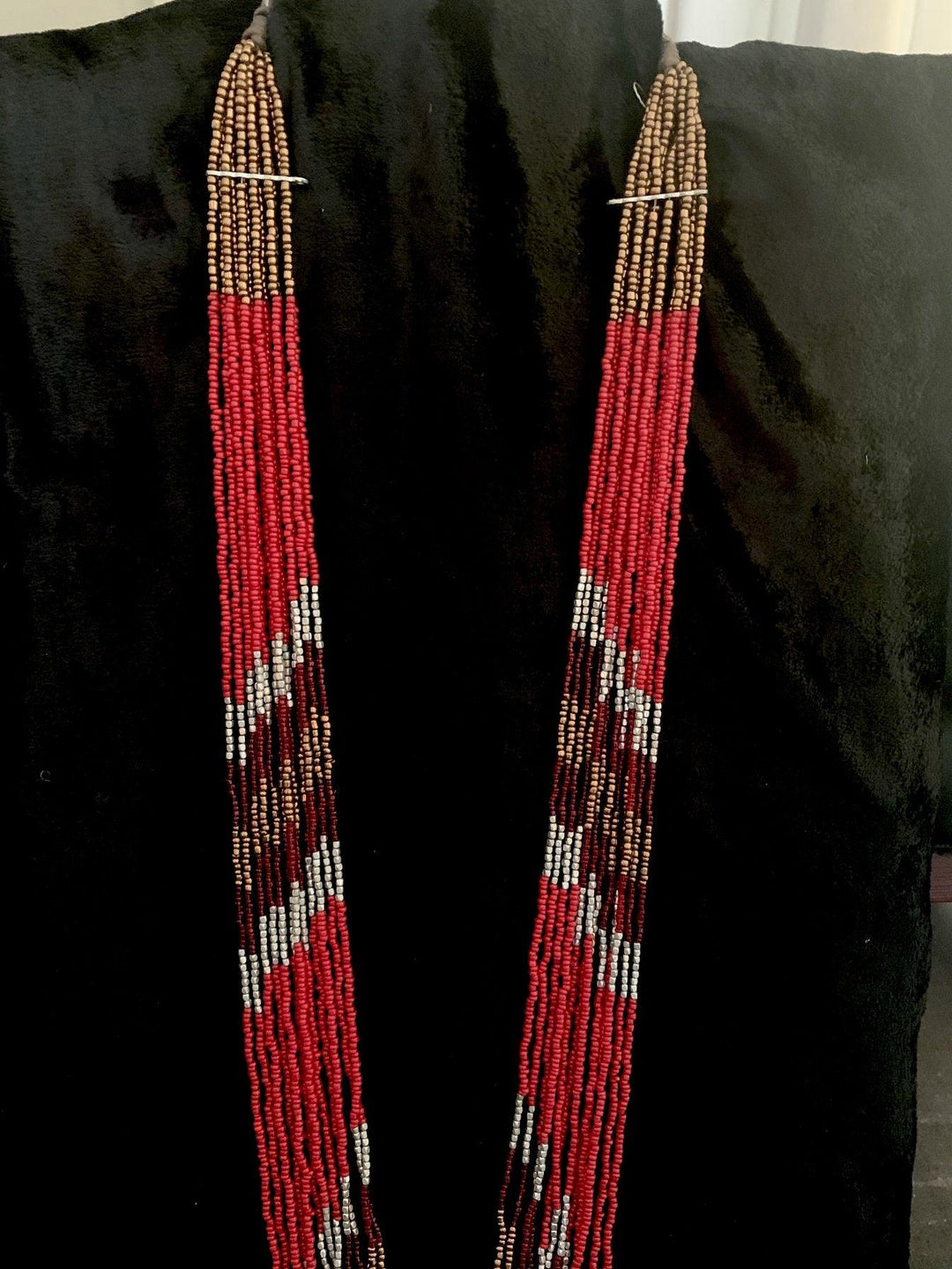 Red Beaded Long Necklace - SHIVKA