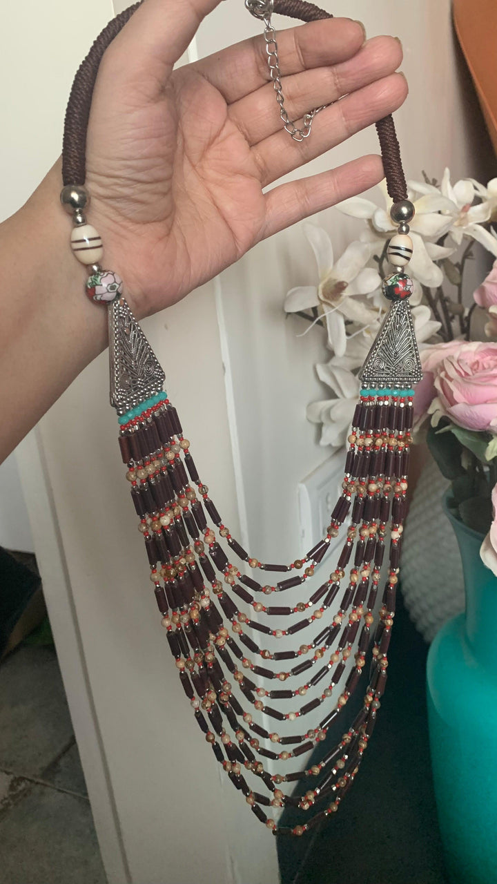 Fourteen Layered Tribal Beaded Necklace - SHIVKA