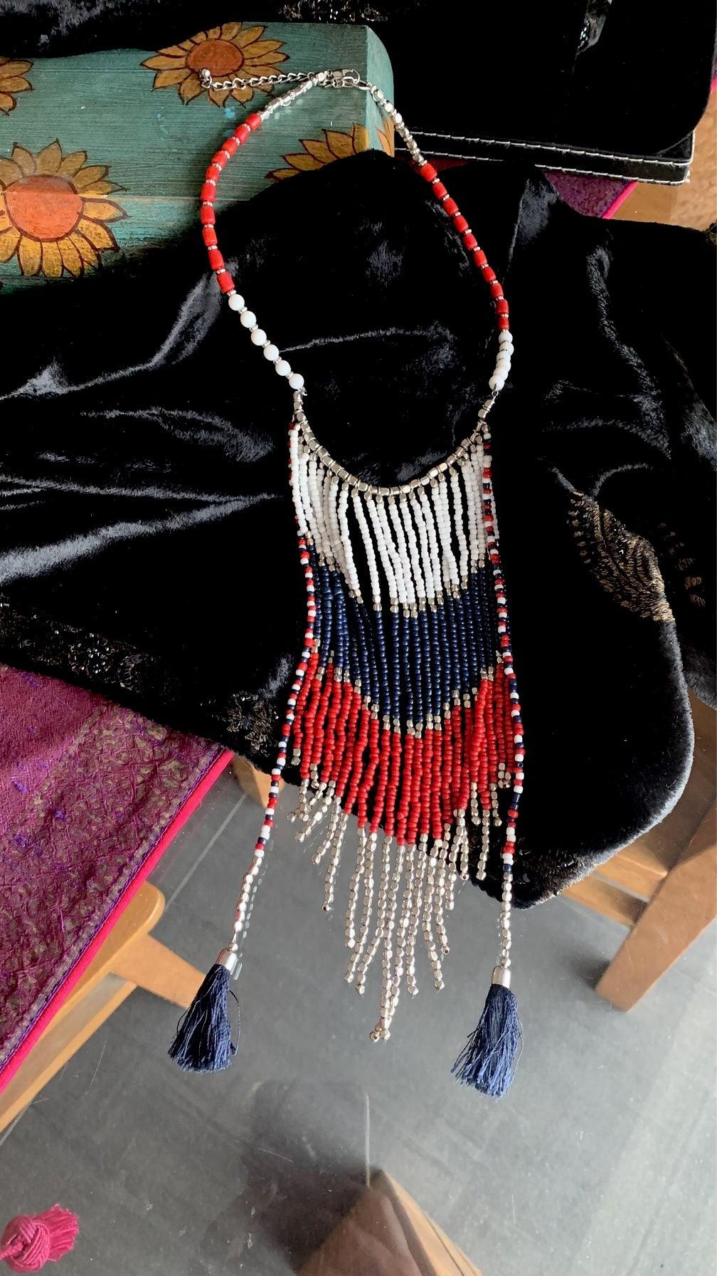 Multi Tasseled Statement Necklace - SHIVKA