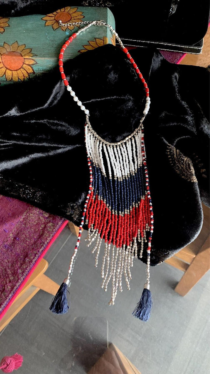 Multi Tasseled Statement Necklace - SHIVKA